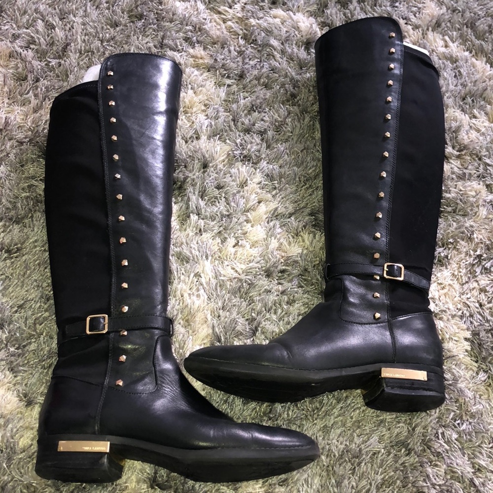 Vince Canuto black and gold tall boots